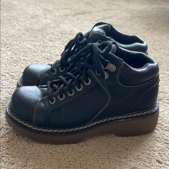 Vintage Faded Glory Chunky Sneakers W’s 8 Y2K 90’s Combat Boot Black Grunge Shoe - Picture 2 of 16